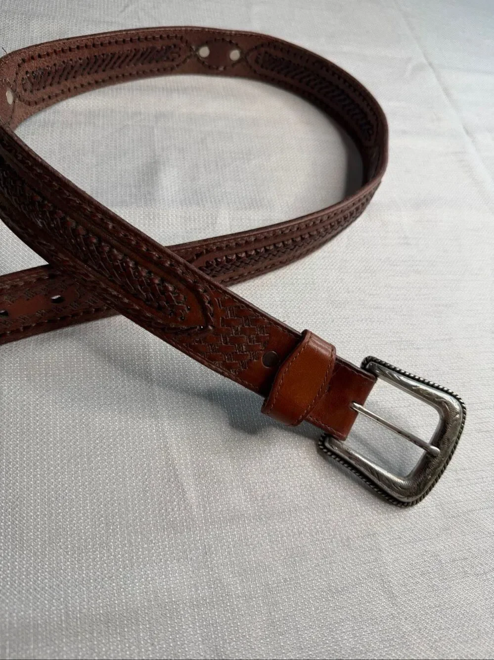 Nocona Brown Cowhide Leather Tooled Western Cowboy Belt Size 40